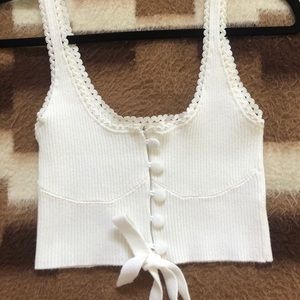 Pointelle Knit Crop Top